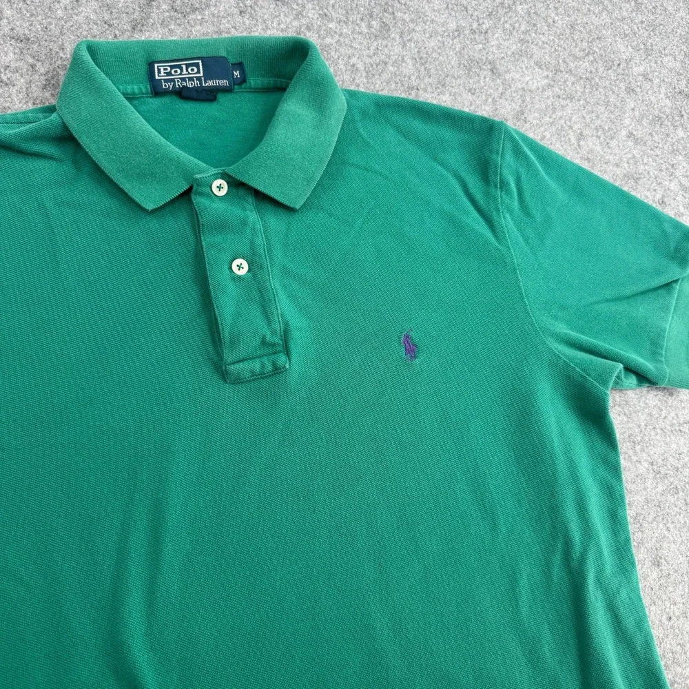 Polo Ralph Lauren Mens Green Pique Cotton Short Sleeve Polo Shirt Size M